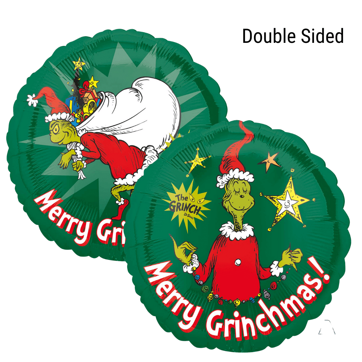 Merry Grinchmas Foil Balloon 2 sided design