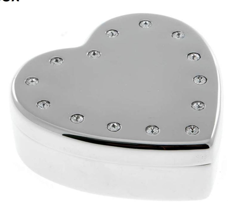 Silver Plated Velvet Lined Trinket Box Heart