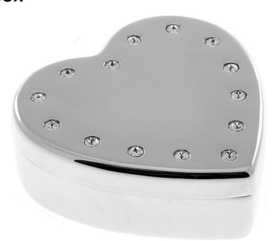 Silver Plated Velvet Lined Trinket Box Heart