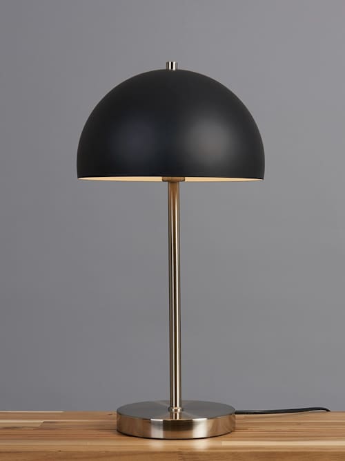 Dargai Satin Nickel Table Lamp With Black Metal Dome Shade
