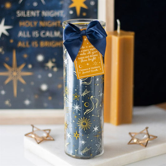Starry Night Cinnamon & Blackberry Glass Tube Candle 20cm