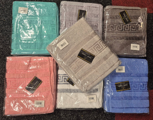 Greek Design Luxury Hand Towels 3 Pack various colours