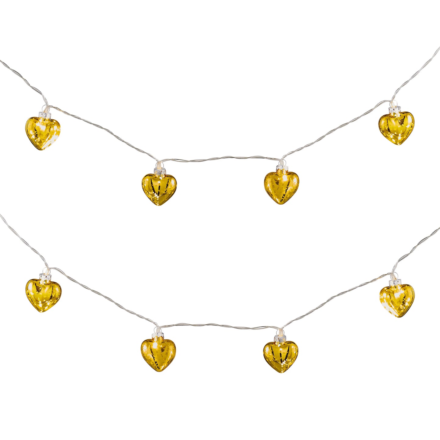 Gold glass heart Battery-powered Warm white 10 LED Indoor String lights