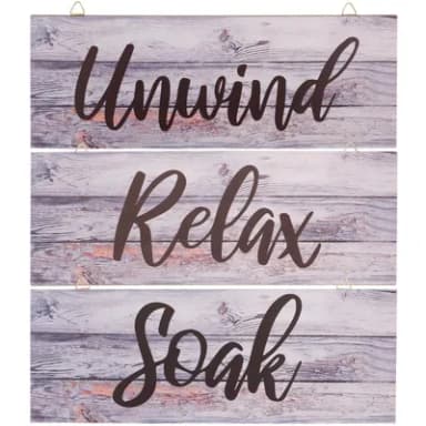 3pcs Rustic Wall Hanging Sign Decorative Wooden Bathroom Decor for Relaxing Art for Farmhouse Style Interiors
