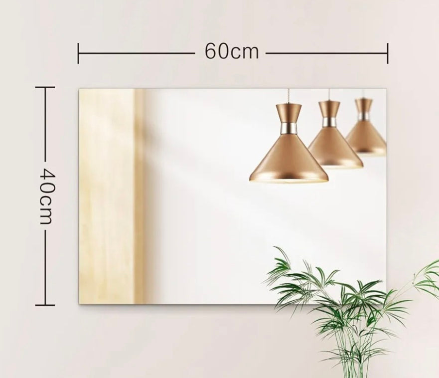 Sqinor 40x60cm Frameless Wall Mirror - Wall Mounted Horizontal or Vertical Rectangular Bathroom Mirror - Modern HD Glass Rectangle