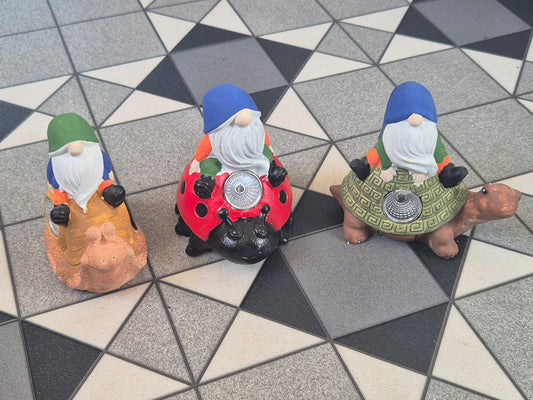 Set of 3 Garden / Home Solar Gonk on Animal Ornaments