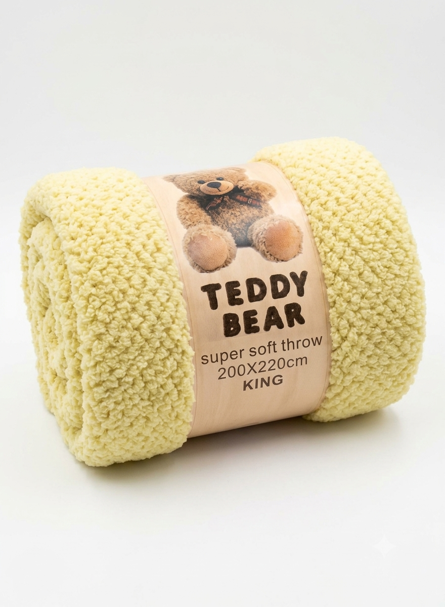 Teddy Bear Blanket - 200x220cm - King Size - Various Colours