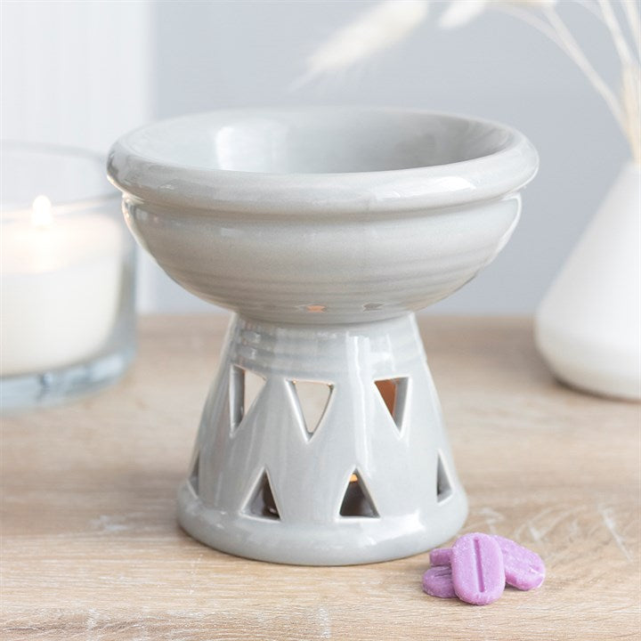 Grey Deep Bowl Ceramic Oil Burner and Wax Warmer