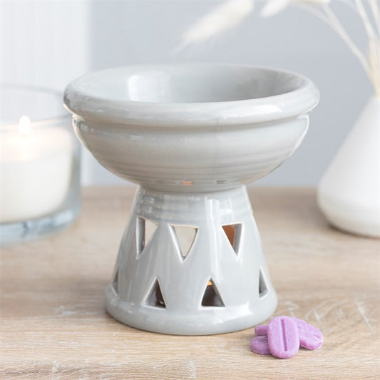 Grey Deep Bowl Ceramic Oil Burner and Wax Warmer