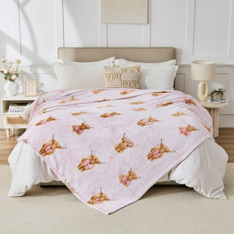 Highland Cow 230x230cm Super King Fleece Throw