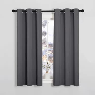PONY DANCE Curtains for Bedroom Blackout Curtains 2 Panels Eyelet Curtains W 34" x L 54" Drop Noise Reduce Curtains for Living Room Home Office, Grey