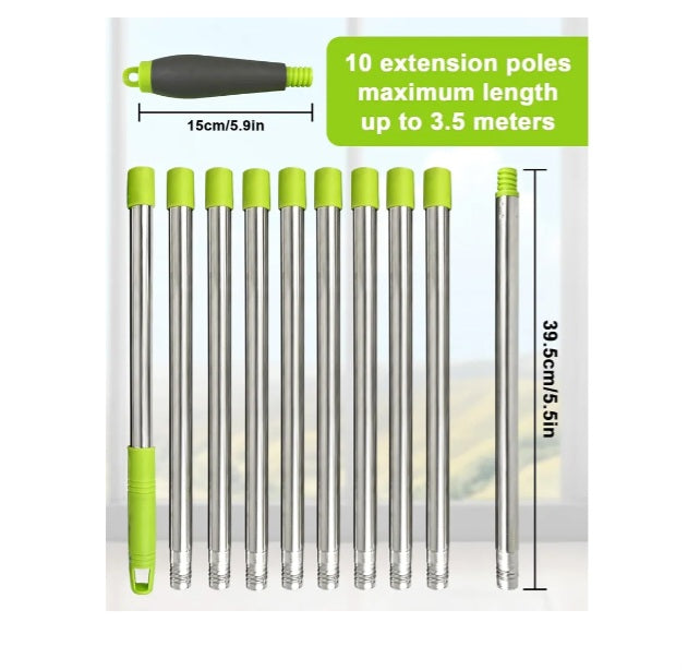3.6m Extendable Window Cleaning Kit, 2-in-1 Professional Window Squeegee