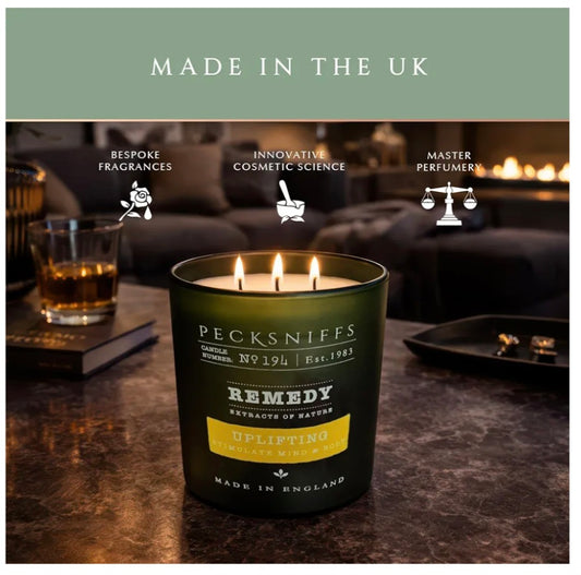 Pecksniff’s XL Aromatherapy Uplifting Candle 3 Wick 18.16 oz/515 g, Citrus Green Tea Fragrance, Grapefruit Lemon Notes