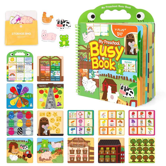 Montessori Busy Board Toddler Activity Book with Sensory Learning Pages for Early Education and Skill Development - Multi 25cm x 20cm x 2cm