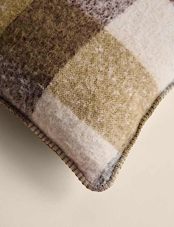 M&S Faux Mohair Brushed Checked Cushion