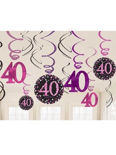 Age Birthday Celebration Swirl Decoration 18th, 21st, 30th, 40th, 50th 12 Piece 2 colours