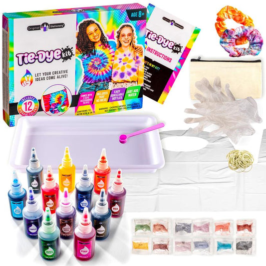 Original Stationery Fun Colors Tie Dye Kit for Kids Aged 8-12 Years, Includes 12 Colors to Make Colorful Tie Dye Crafts