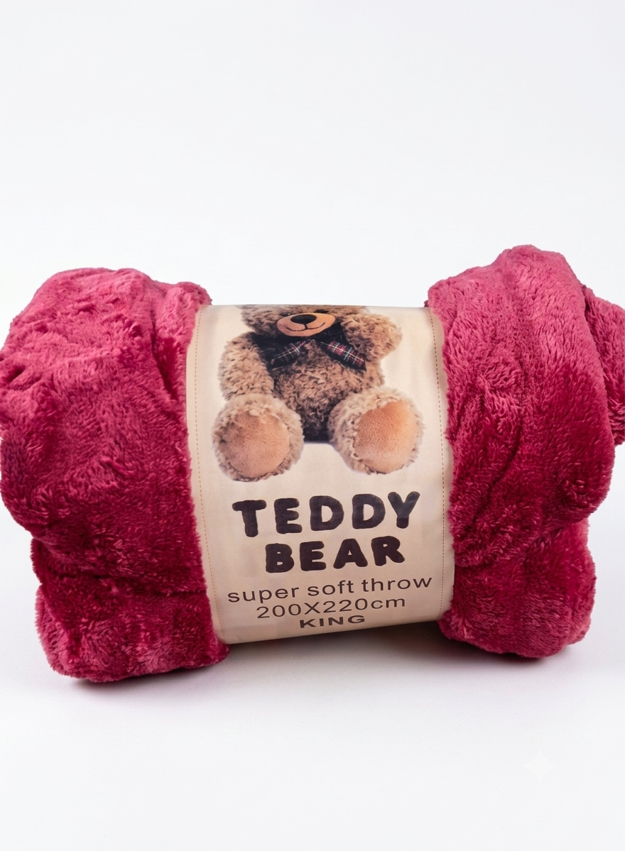 Teddy Bear Blanket - 200x220cm - King Size - Various Colours