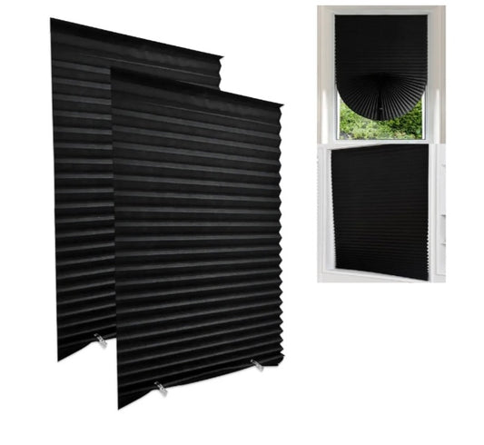 2Pack No Drill Temporary Blinds Stick on for Windows Door Easy Fit
Rental Friendly, Non-Woven, Cut to Size, Pleated Shades, Self Adhesive, Light Filtering, Privacy, Waterproof, with 4Clips, 60 x 150cm