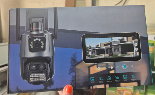 Dual Lens ICSEE Smart Wifi Camera Acousto Optic Alarm
Red/Blue Light Double Screen Preview Humanoid Tracking
Remote Control Video Zoom