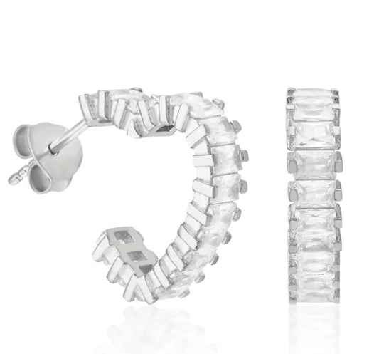 Heart Earrings Cubic Zircona Silver