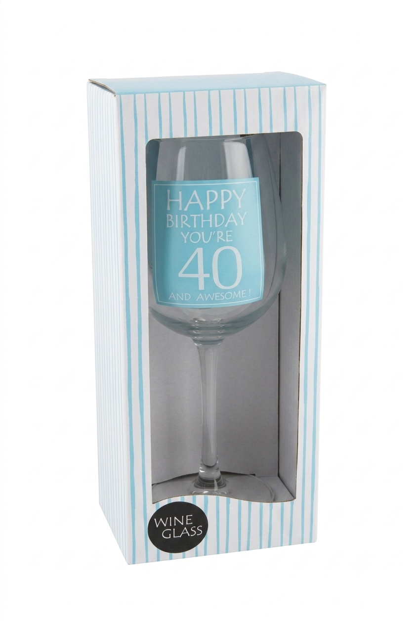 You're 40 & Awesome Wine Glass In Gift Box