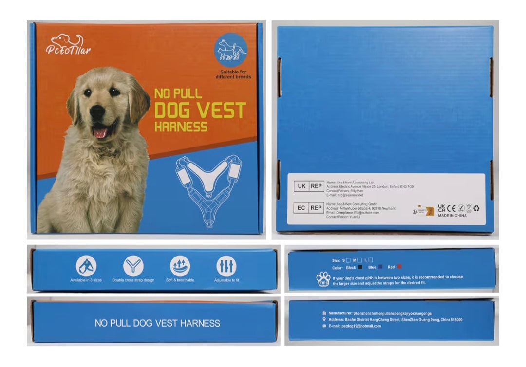 Dog Vest Harness M Blue - Step In, Comfortable, Breathable, Adjustable, Lightweight Puppy Walking Harness - Escape-proof & Easy On/Off