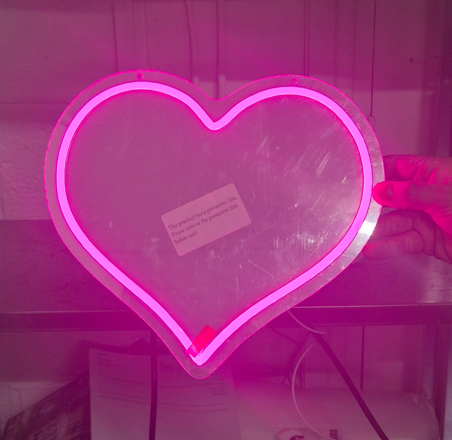 Neon Light Up Pink Heart Mirror