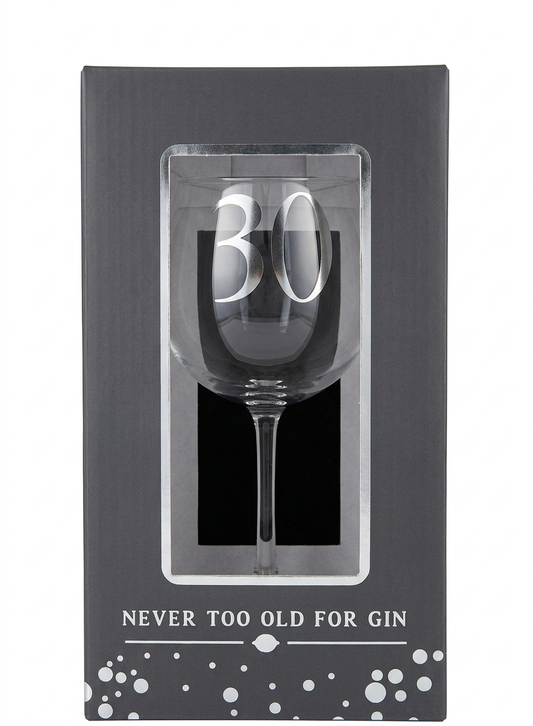 Birthday Gin Glass Gift - 30th-  Gift Boxed
