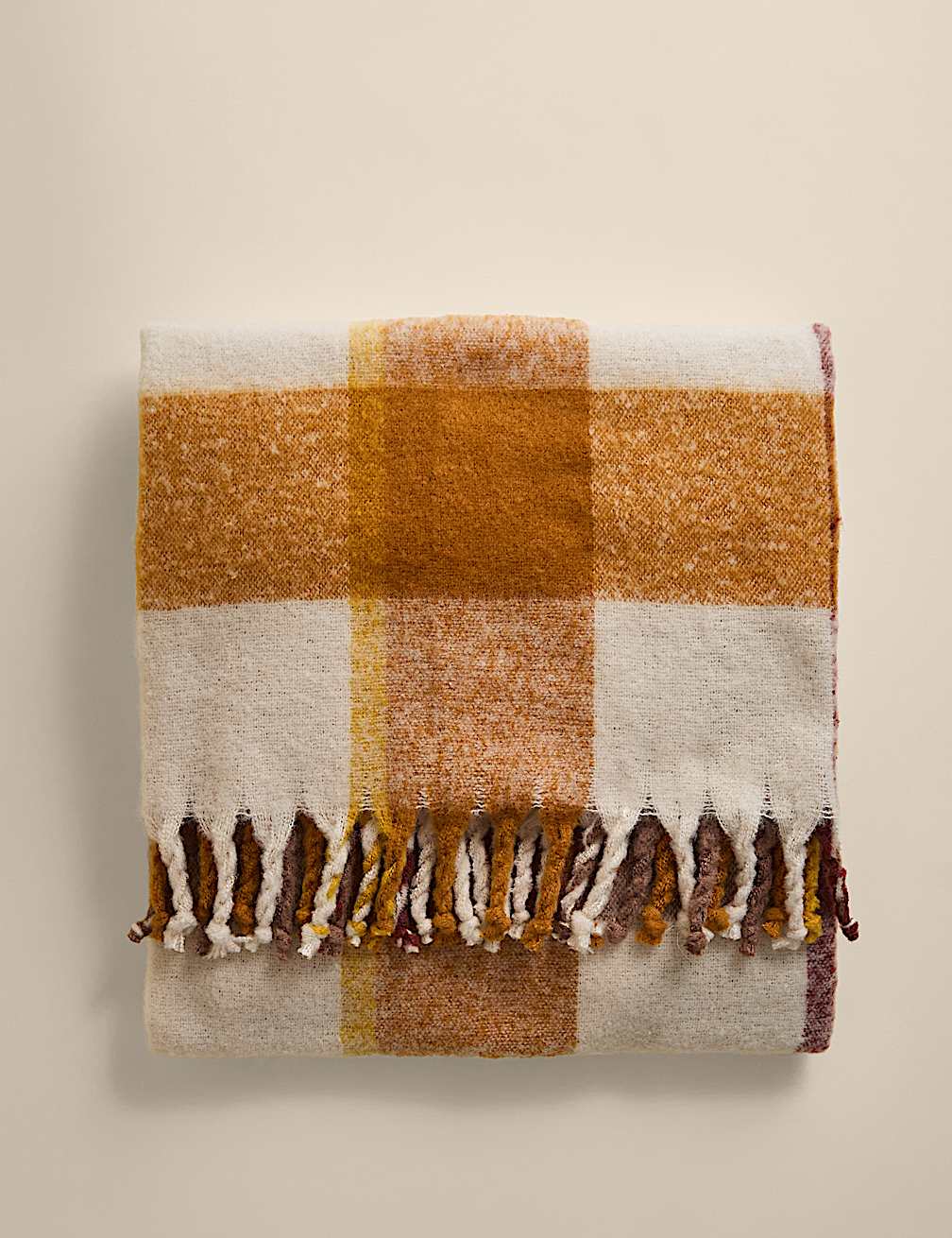 M&S Faux Mohair Checked Throw