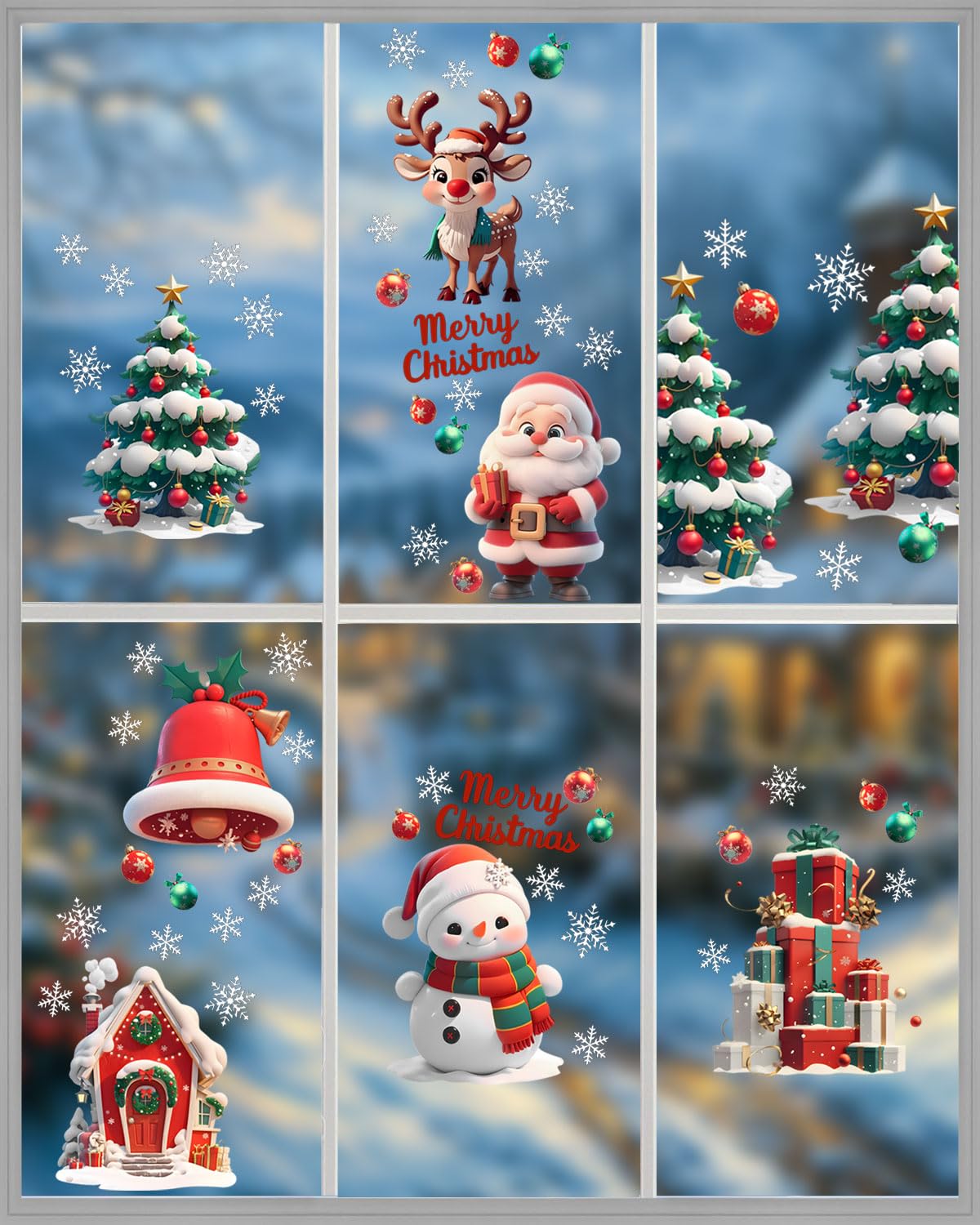 3D Christmas Window Stickers – Decorations, Double Sided Stickers