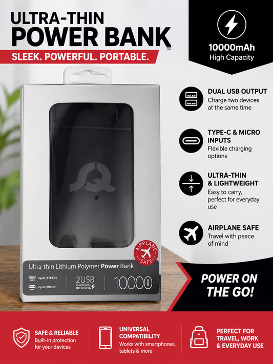 Aeroplane Safe Power Bank 10000mah Black