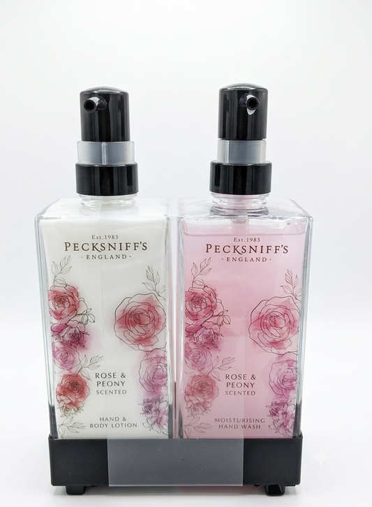Pecksniff's Moisturising Hand-wash & Hand & Body moisturiser Duo In Rose & Peony 500ml