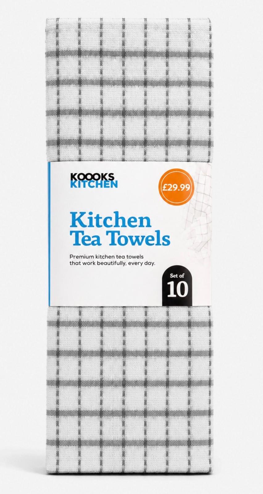 10 Pack Tea Towel 6 Assorted Colours