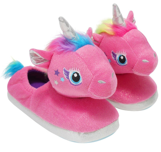 Build A Bear Children's 3D Slippers Pink Unicorn