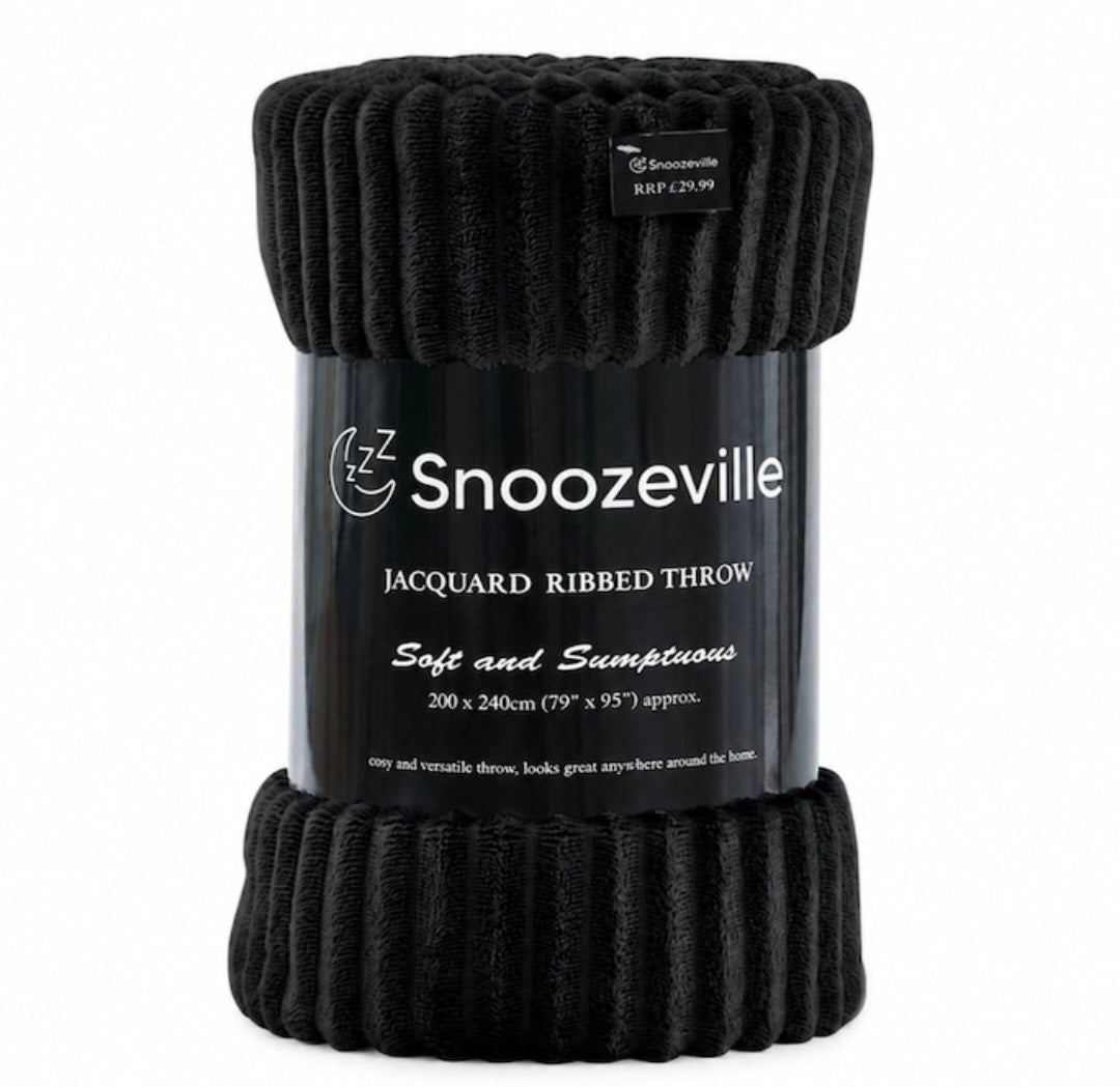 Supersoft King Size Ribbed Blanket Throw 200x240cm 3 colours
