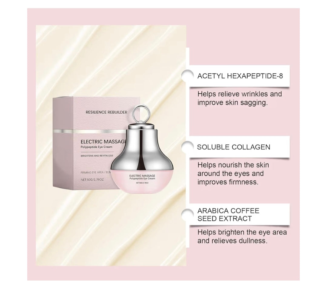 Electric Massage Eye Cream for Dark Circle, Polypeptide Under Eye Cream Firm and Smooth of Fine Lines, Tired Eye Refreshment with Gentle Vibration, for Anti-Wrinkle, Firming, Moisturizing
