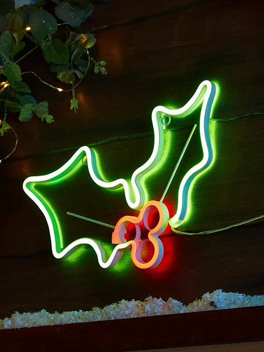 Neon Wall Mounting Holly Outdoor Christmas Light