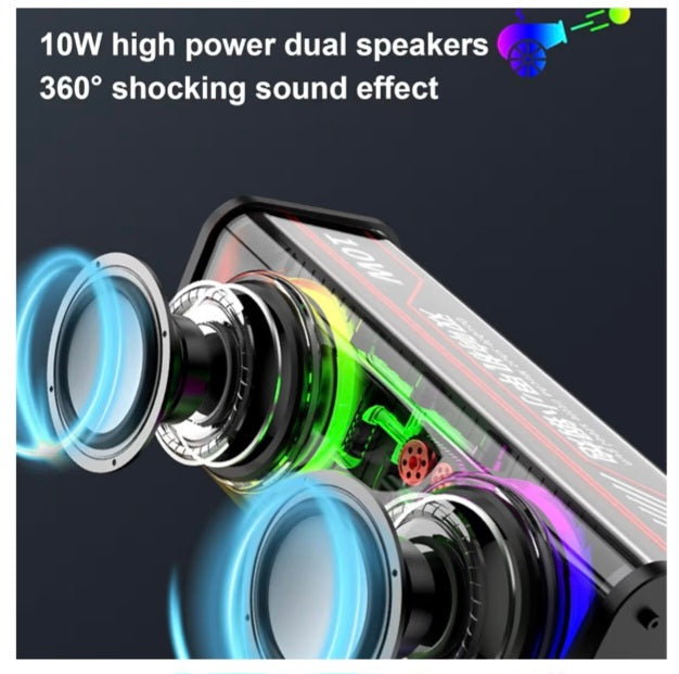 Bluetooth Speakers Transparent RGB Light Wireless Outdoor Sports Bluetooth Audio Subwoofer Speaker-Black