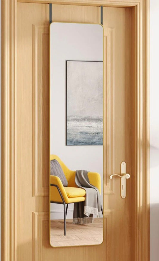 Full-Length Over-the-Door Mirror with Rounded Corners – Metal Frame, Wall or Door Mounted