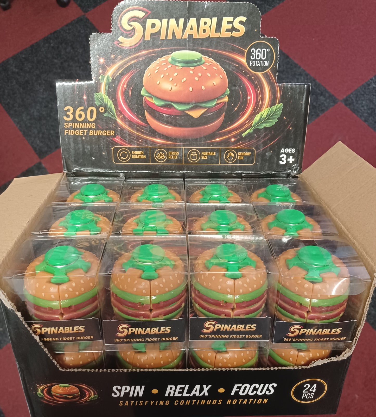 Viral Fidget 360 Burger Ball - Push & Spin Toy