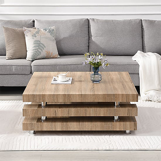 Borneo Wooden Coffee Table Square In Sanremo Oak