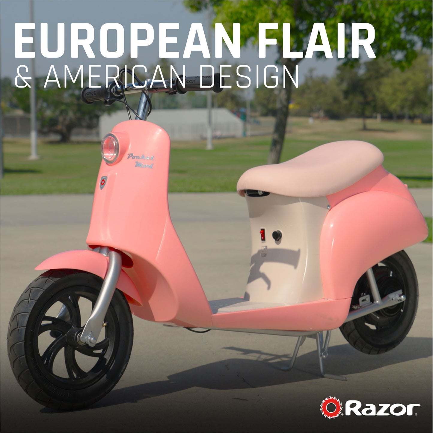 Razor Pocket Mod Miniature Euro Style Electric Scooter for Ages 13 plus - Pink
