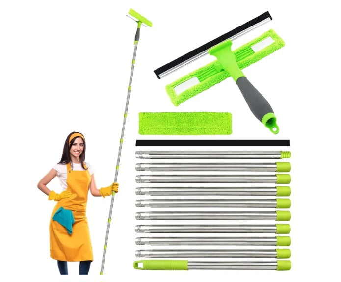 3.6m Extendable Window Cleaning Kit, 2-in-1 Professional Window Squeegee