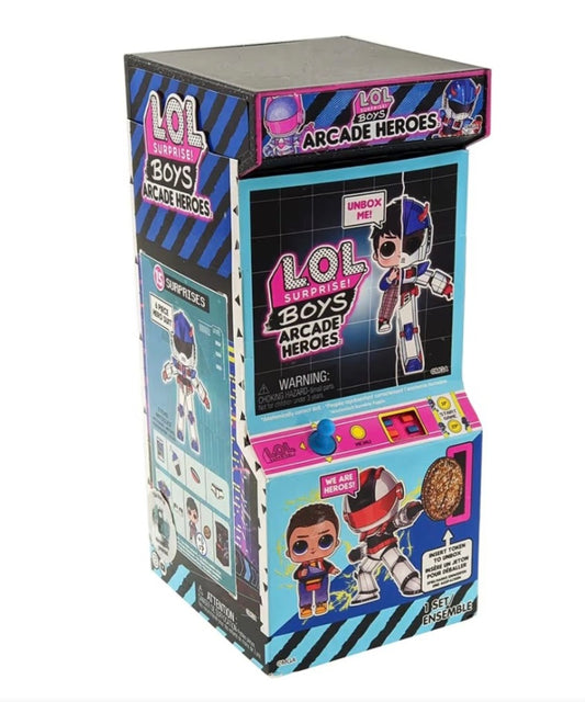 LOL Surprise Boys Arcade Heroes – Action Figure Doll - With 15 Surprises, 6 Piece Hero Suit and Accessories
