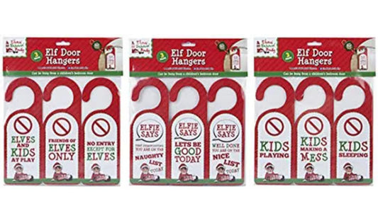 Elves Behaving Badly Elf Door Hanger, Red/White Pack of 3