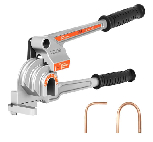 VEVOR Pipe Tube Bender, 1/4" (6.35 mm), 3/8" (9.5 mm), 1/2" (12.7 mm) OD, 3 in 1 Manual Lever Tube Bender, 180° Copper Aluminum Pipes Bending Tool for Automotive Repair, HVAC Air Conditioning