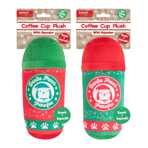 Squeaky Christmas Coffee Plush Dog Toy
