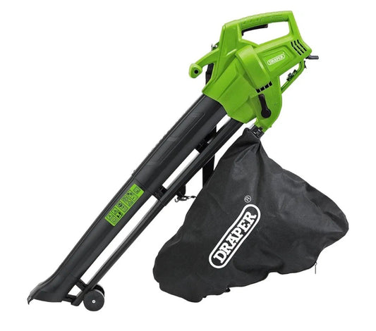Draper 3000W 3 in 1 Garden Vacuum, Leaf Blower and Shredder Mulcher with Large 35 Litre Collection Bag and Extra Long 12m Cable