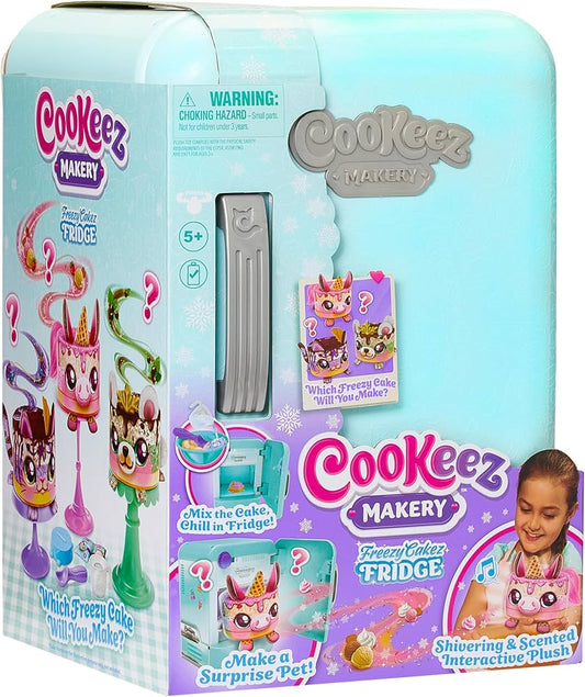 Cookeez Makery Freezy Cakez Mix & Decorate your plush best friend! Place your cake mix in the freeze And Be Amazed When A Scented, Shivering, Interactive Plush Friend comes out
